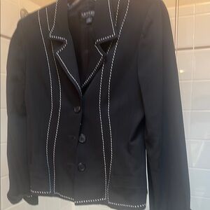 Vintage Karen Kane Black and White Contrast Stitch Blazer